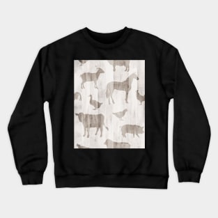 Farm Animals - Light Barn Wood Crewneck Sweatshirt